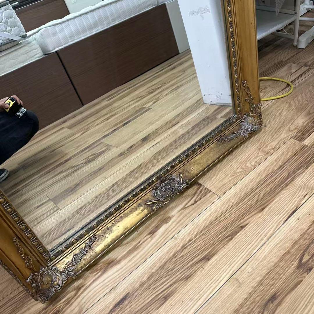 全身鏡 アンティーク調 ミラー 180cm 大型 ヴィンテージ調 ゴールド