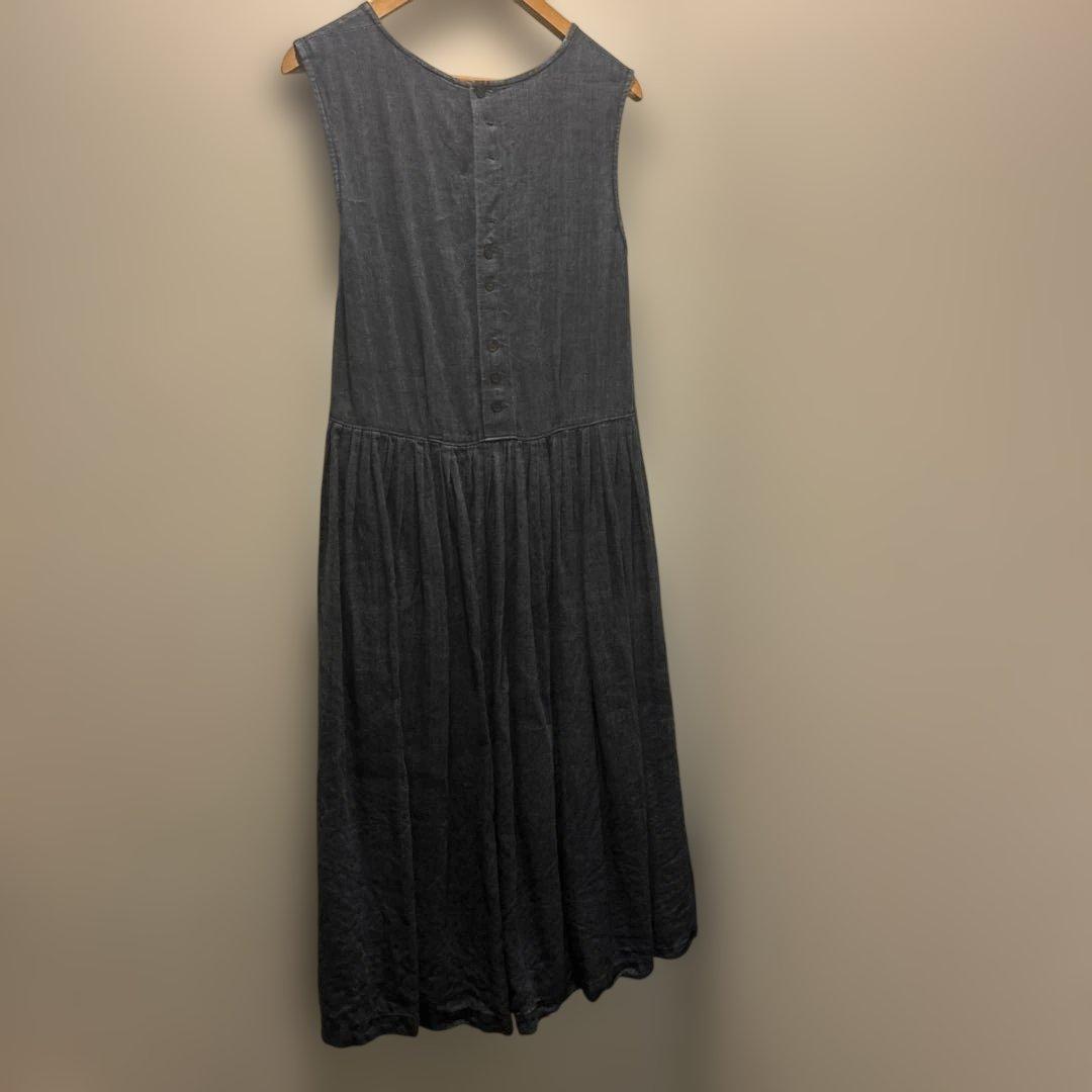 リゼッタ✴︎リネン100%✴︎ノースリーブロングワンピース✴︎ネイビー