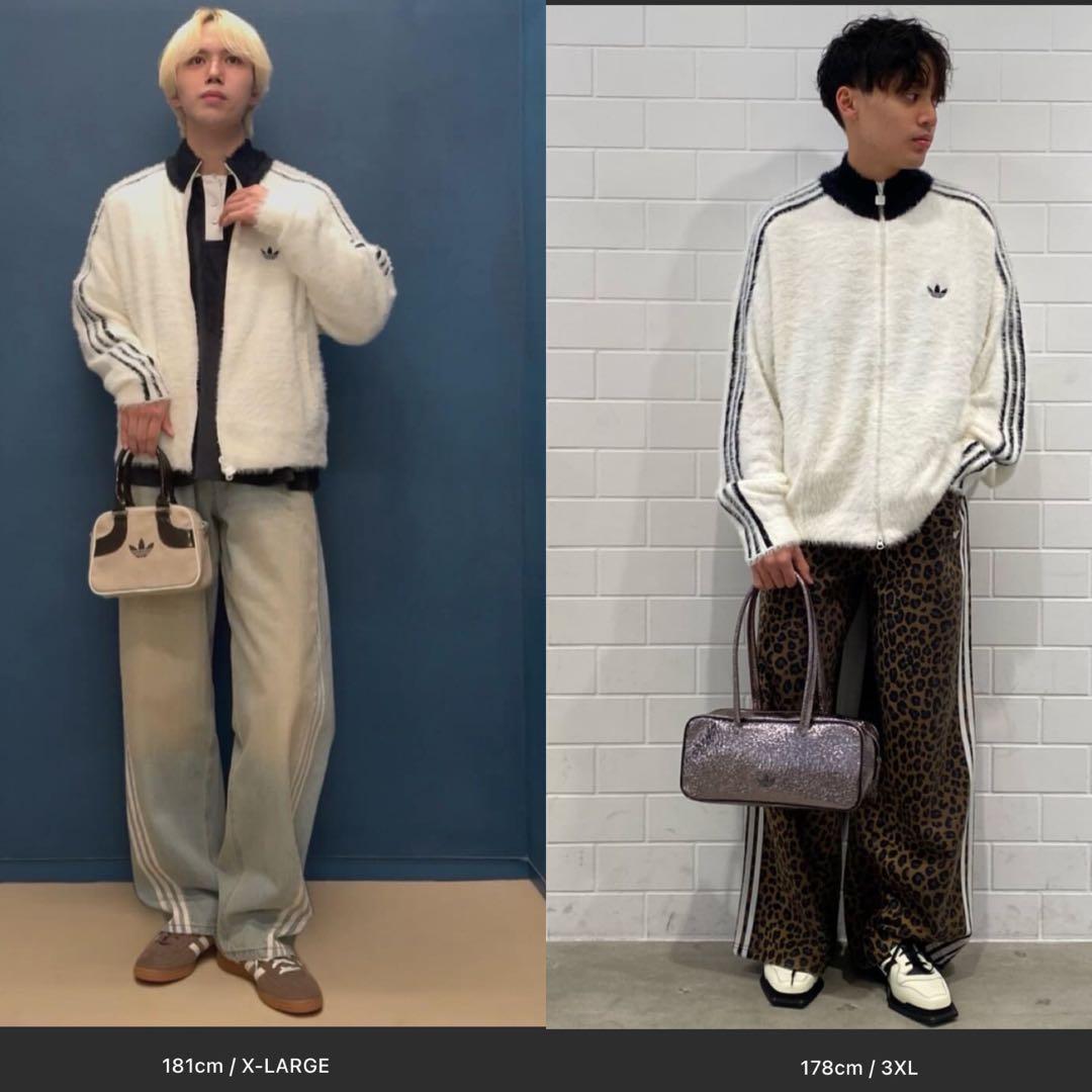 新品2XL】アディダス フェイクモヘヤ クラシック トラックトップ ジャケット白