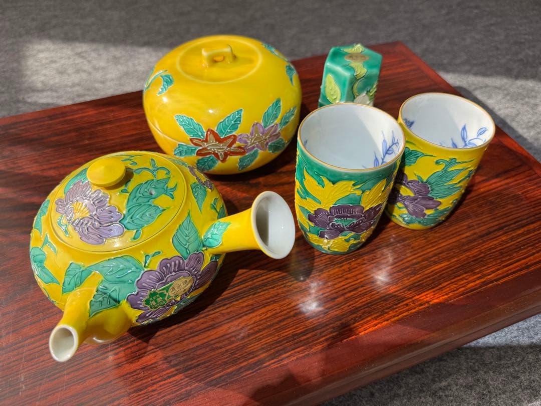 ち*き様 清水焼 龍岳 牡丹 急須 夫婦湯呑　他