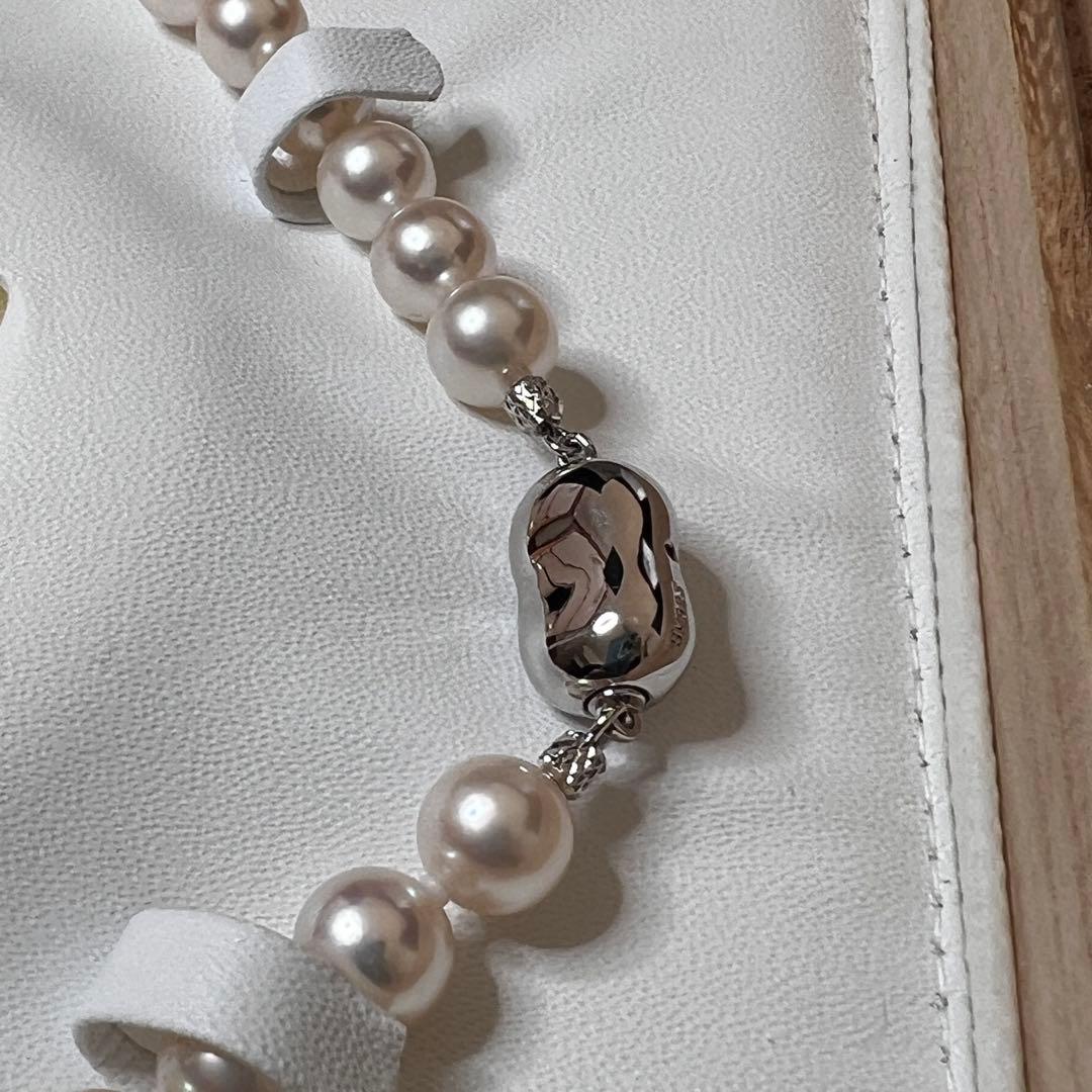 【オーロラ花珠】 あこや真珠 パールネックレス8.0-8.5mm 真珠科学研究所