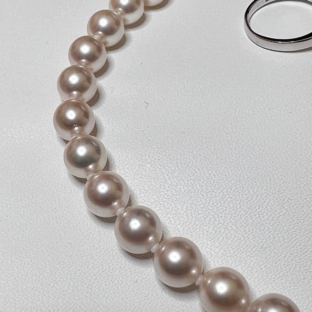 【オーロラ花珠】 あこや真珠 パールネックレス8.0-8.5mm 真珠科学研究所