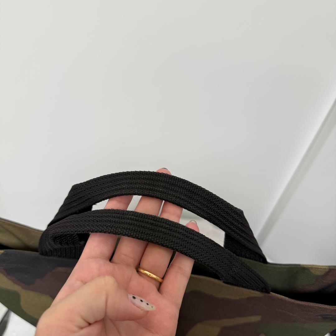 美品 エルベシャプリエ 1027Wカモフラージュ ナイロン舟型トートM　迷彩