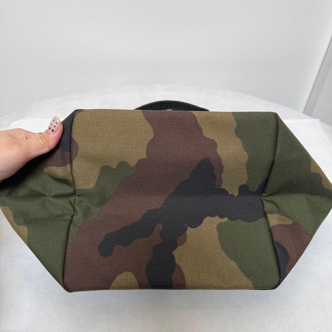 美品 エルベシャプリエ 1027Wカモフラージュ ナイロン舟型トートM　迷彩