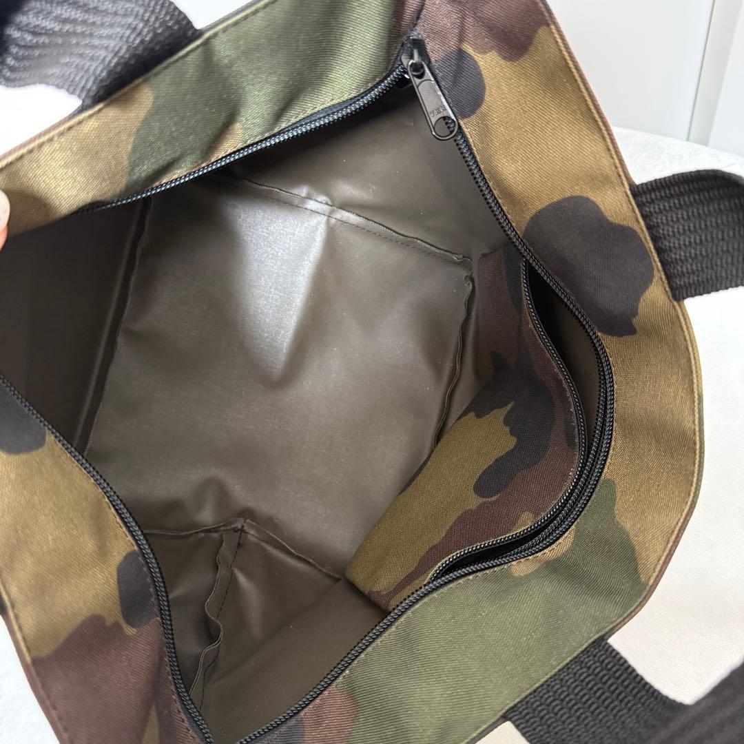 美品 エルベシャプリエ 1027Wカモフラージュ ナイロン舟型トートM　迷彩
