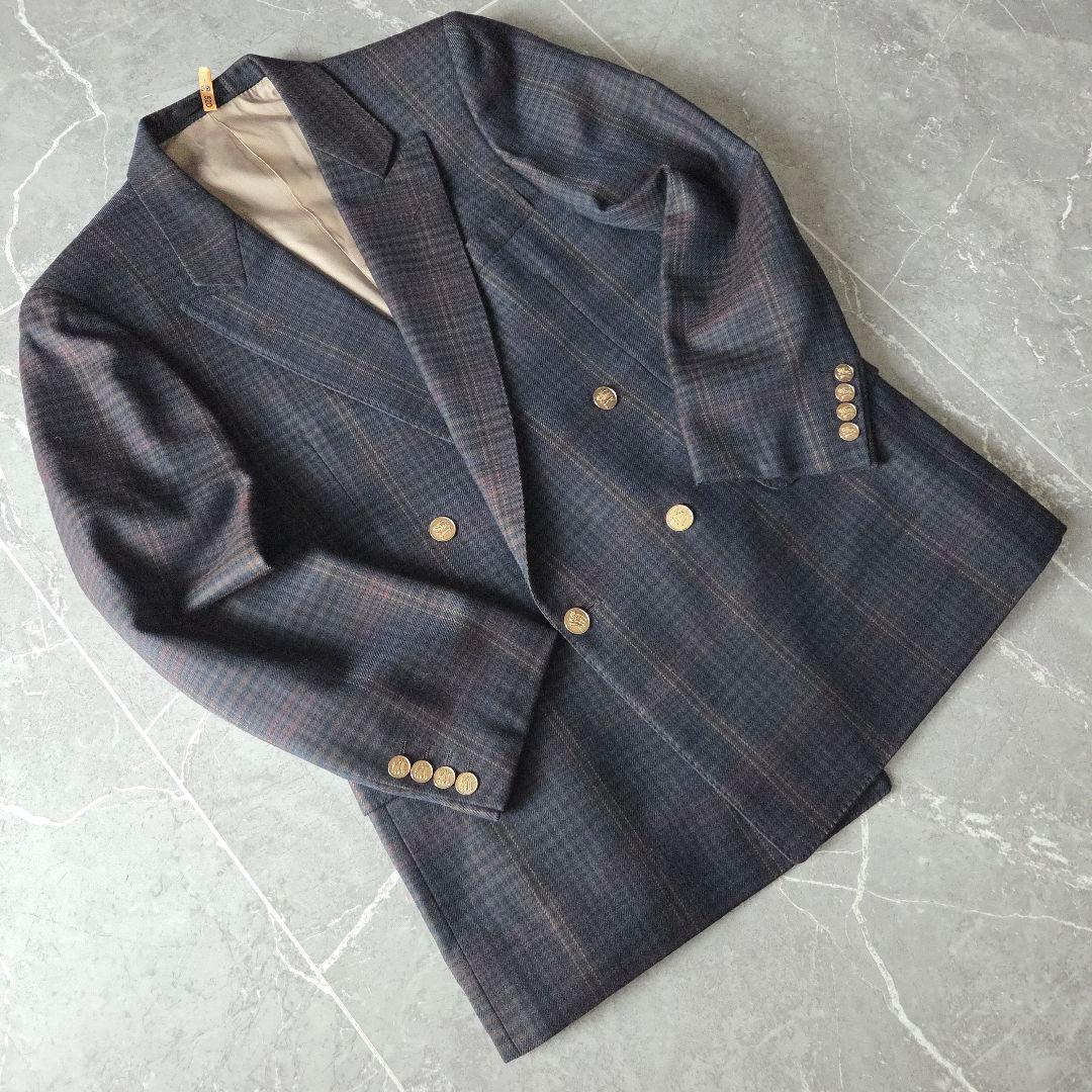 90s 日本製 Burberrys 金ボタン ホースロゴ ダブルブレスト 紺ブレ