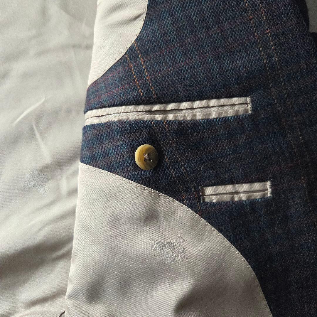 90s 日本製 Burberrys 金ボタン ホースロゴ ダブルブレスト 紺ブレ