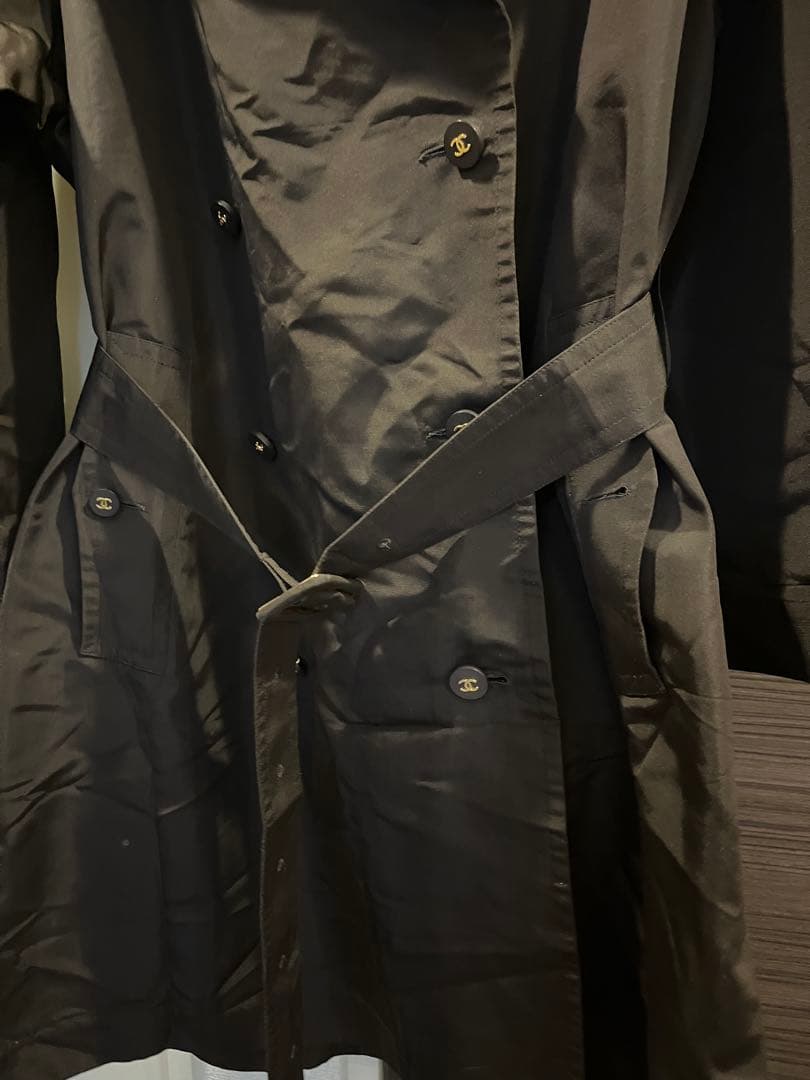 美品　CHANEL トレンチコート　38 正規品　ブラウン　シルク　ココボタン