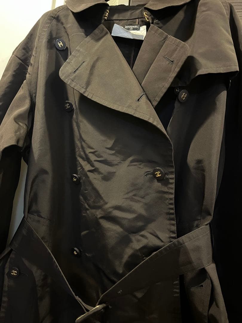 美品　CHANEL トレンチコート　38 正規品　ブラウン　シルク　ココボタン
