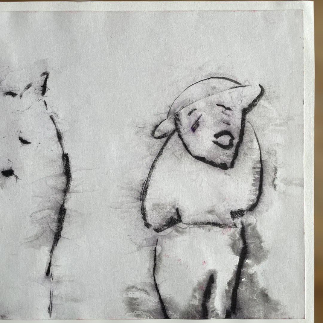 友川かずき 肉筆画　若年の頃