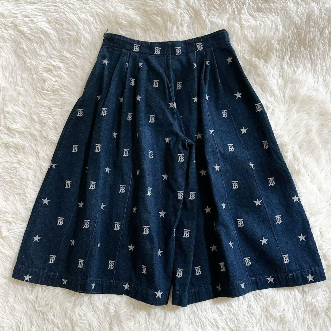 現行タグ　Burberry キュロット パンツ ワイド デニム TBロゴ