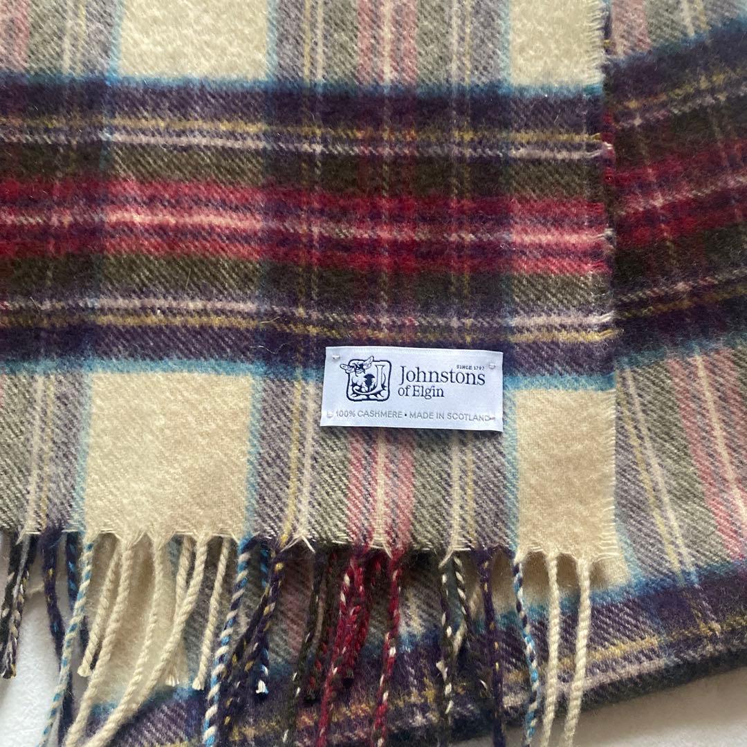 Johnstons of Elgin カシミヤ　マフラー チェック柄