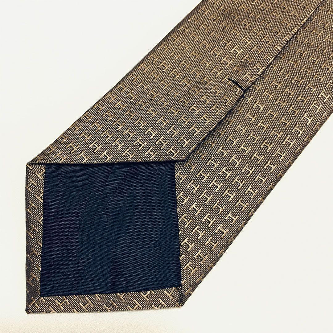 未使用級 H織りタイ ファソネH柄 エルメス HERMES ネクタイ ブラウン