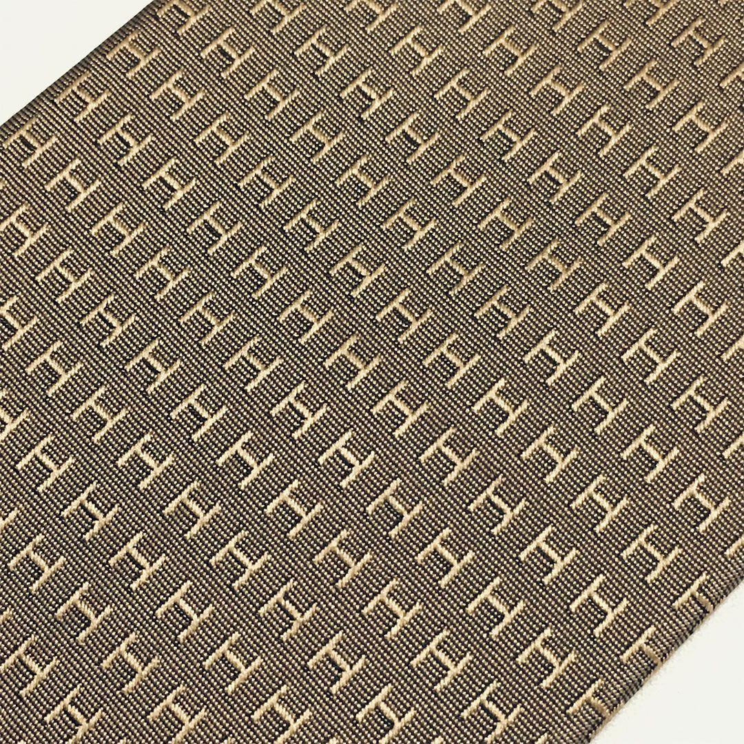 未使用級 H織りタイ ファソネH柄 エルメス HERMES ネクタイ ブラウン