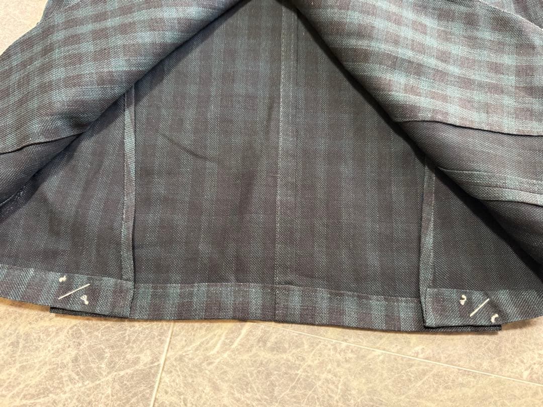 BEAMSF ビームスエフ リネン チェック 総柄 テーラード ジャケット 44