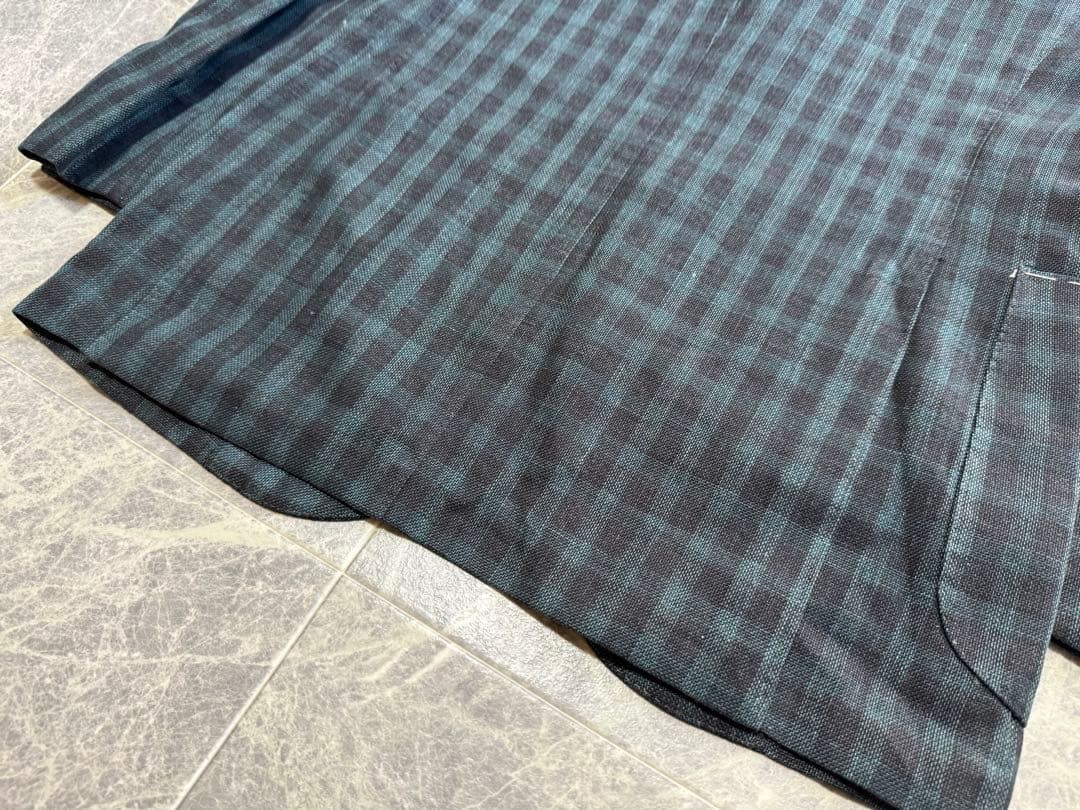 BEAMSF ビームスエフ リネン チェック 総柄 テーラード ジャケット 44