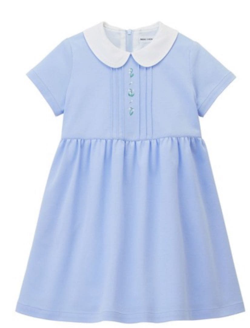 MIKI HOUSE 水色 襟付き半袖　フォーマル　ワンピース 110