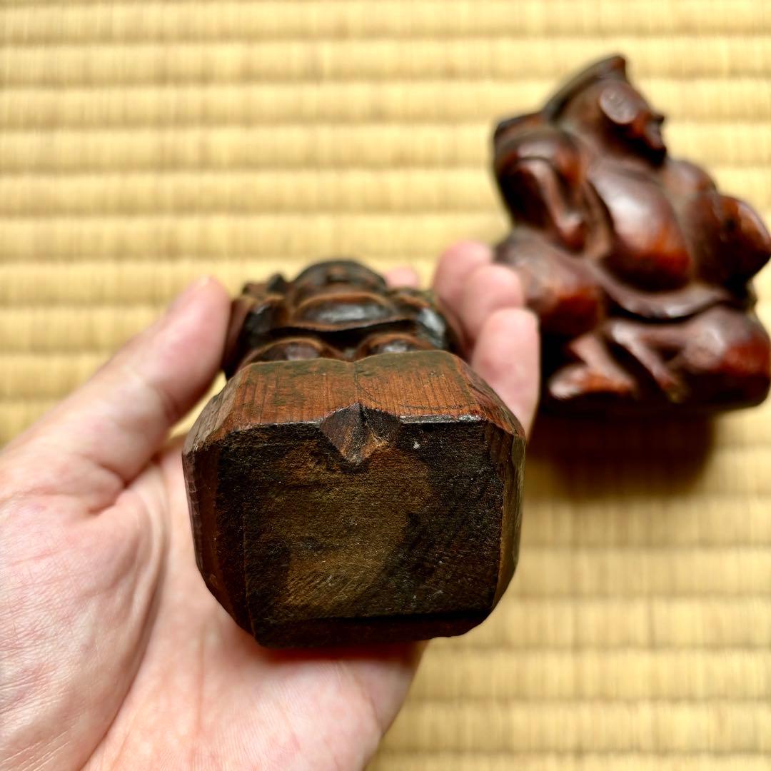 恵比寿 大黒　木彫　郷土玩具　時代　骨董　古美術　張子型　江戸　明治　昭和