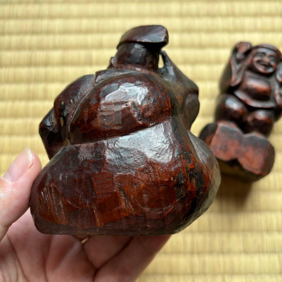 恵比寿 大黒　木彫　郷土玩具　時代　骨董　古美術　張子型　江戸　明治　昭和