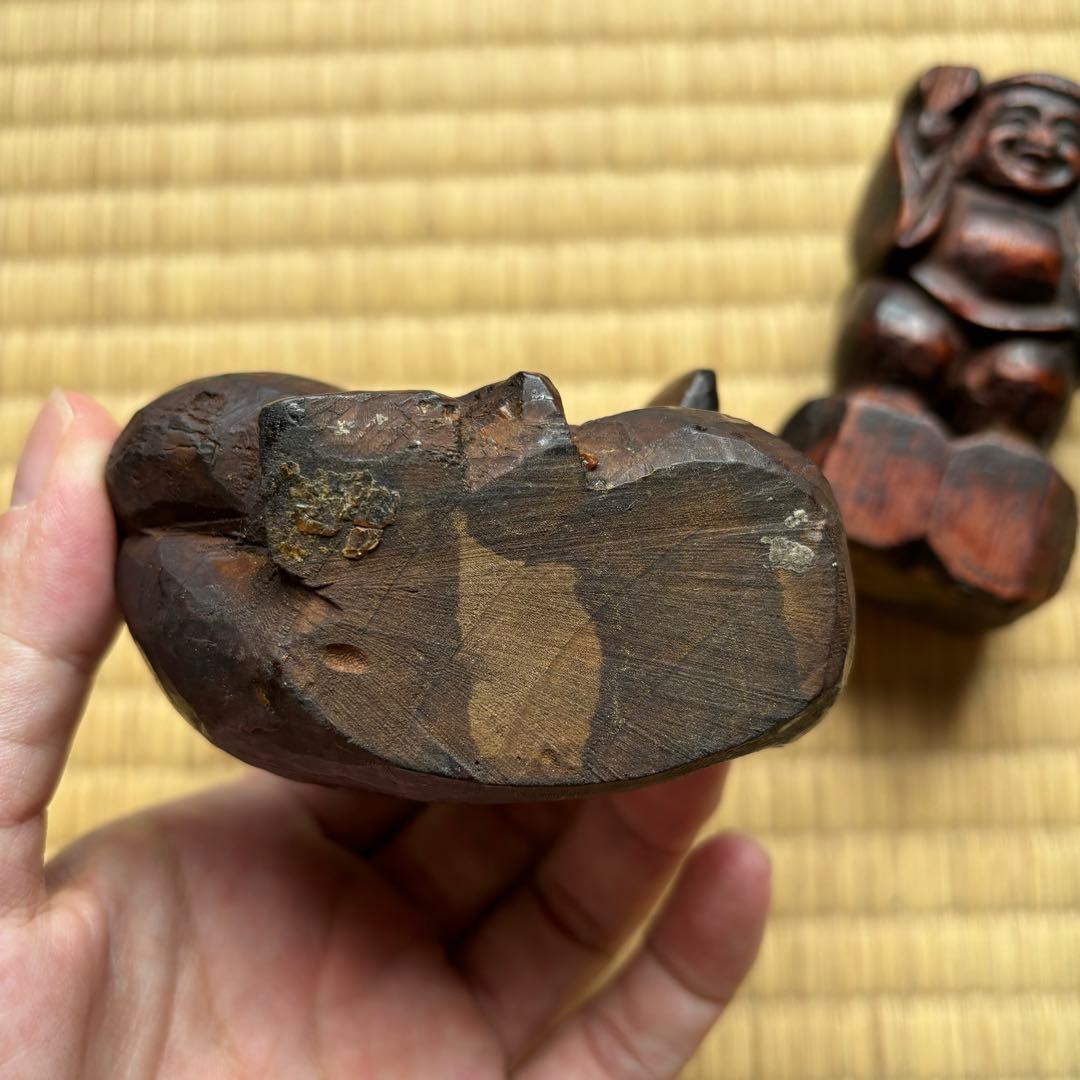 恵比寿 大黒　木彫　郷土玩具　時代　骨董　古美術　張子型　江戸　明治　昭和