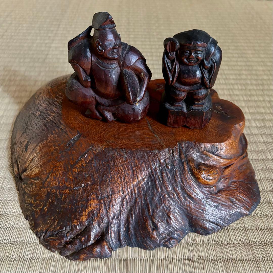 恵比寿 大黒　木彫　郷土玩具　時代　骨董　古美術　張子型　江戸　明治　昭和