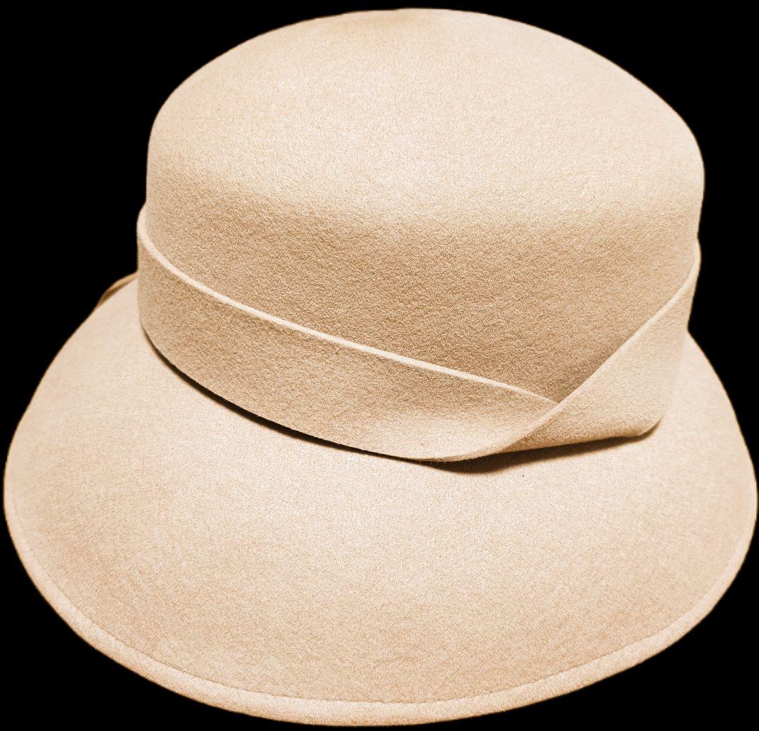 マキシン　リボン付きウールハット　ベージュ