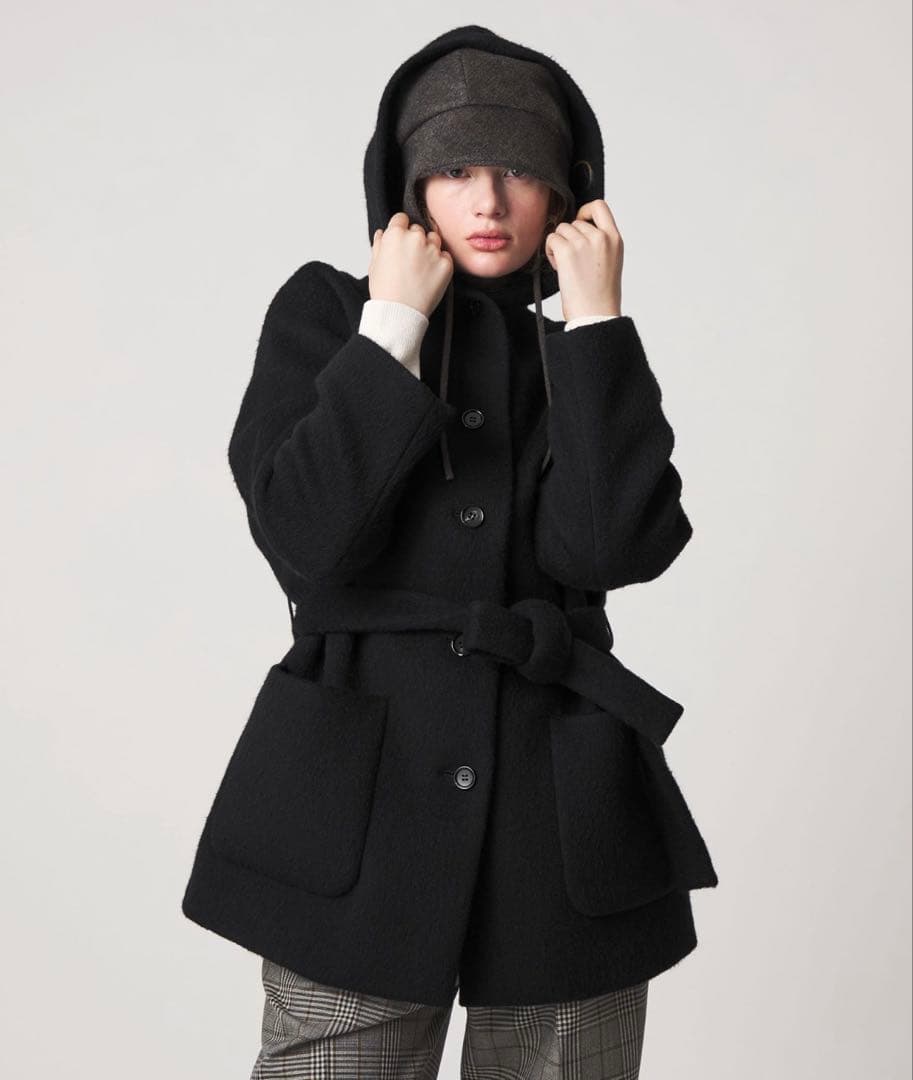 Steven Alan シャギー フード コート ブラック M