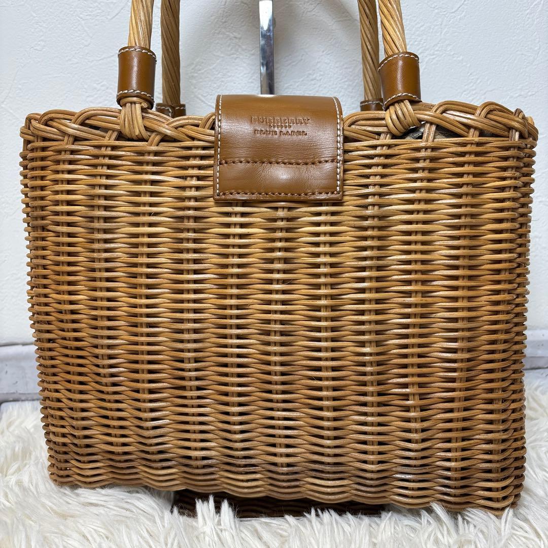 極美品☆【バーバリー　ブルーレーベル】カゴ　バッグ　ノバチェック　レザー