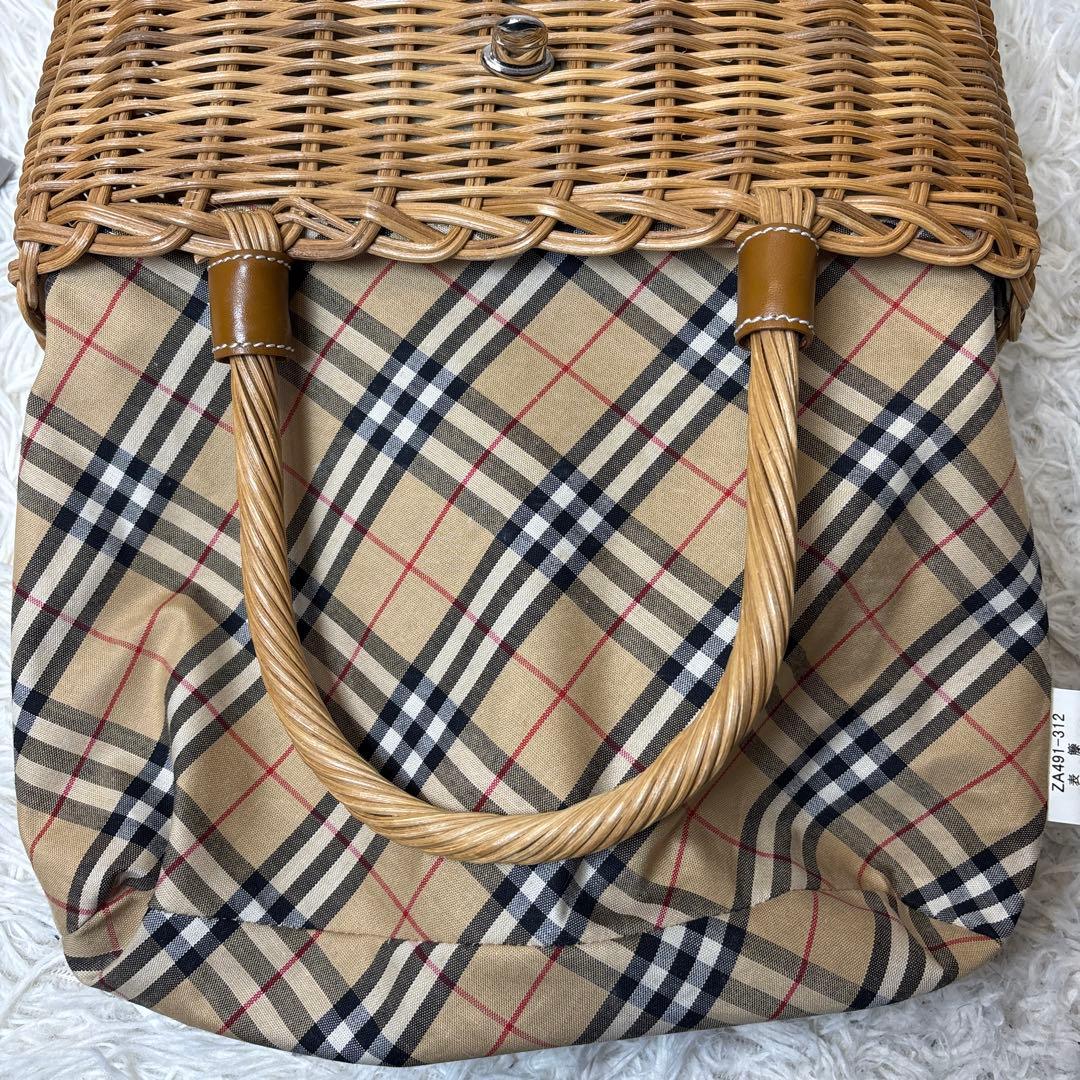 極美品☆【バーバリー　ブルーレーベル】カゴ　バッグ　ノバチェック　レザー