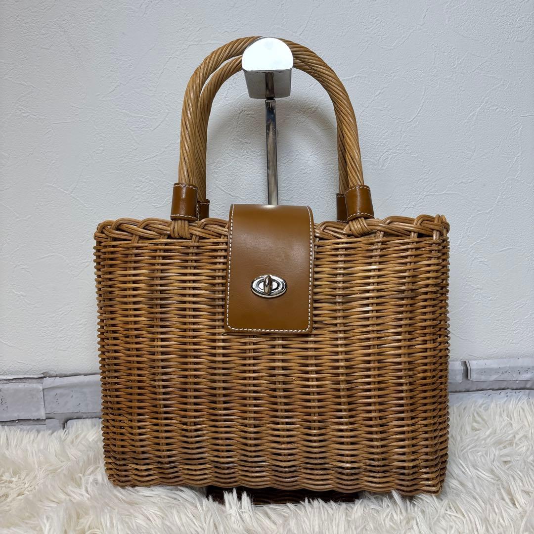 極美品☆【バーバリー　ブルーレーベル】カゴ　バッグ　ノバチェック　レザー