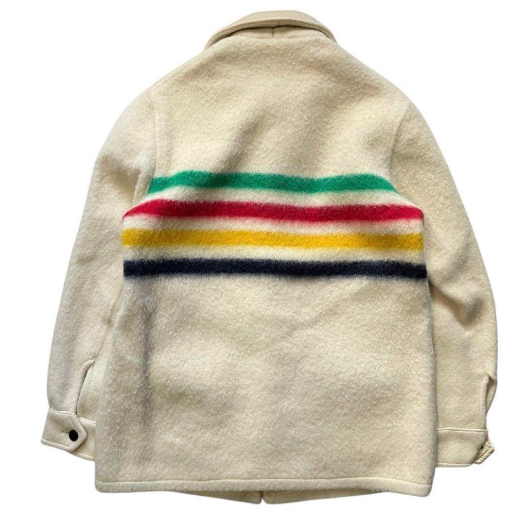 60's HUDSON'S BAY マルチボーダー ウール ブランケットコート