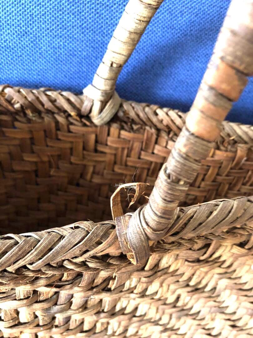 山葡萄 カゴバッグ ハンドバッグ　かご　ヴィンテージ　ダークブラウン　２点セット