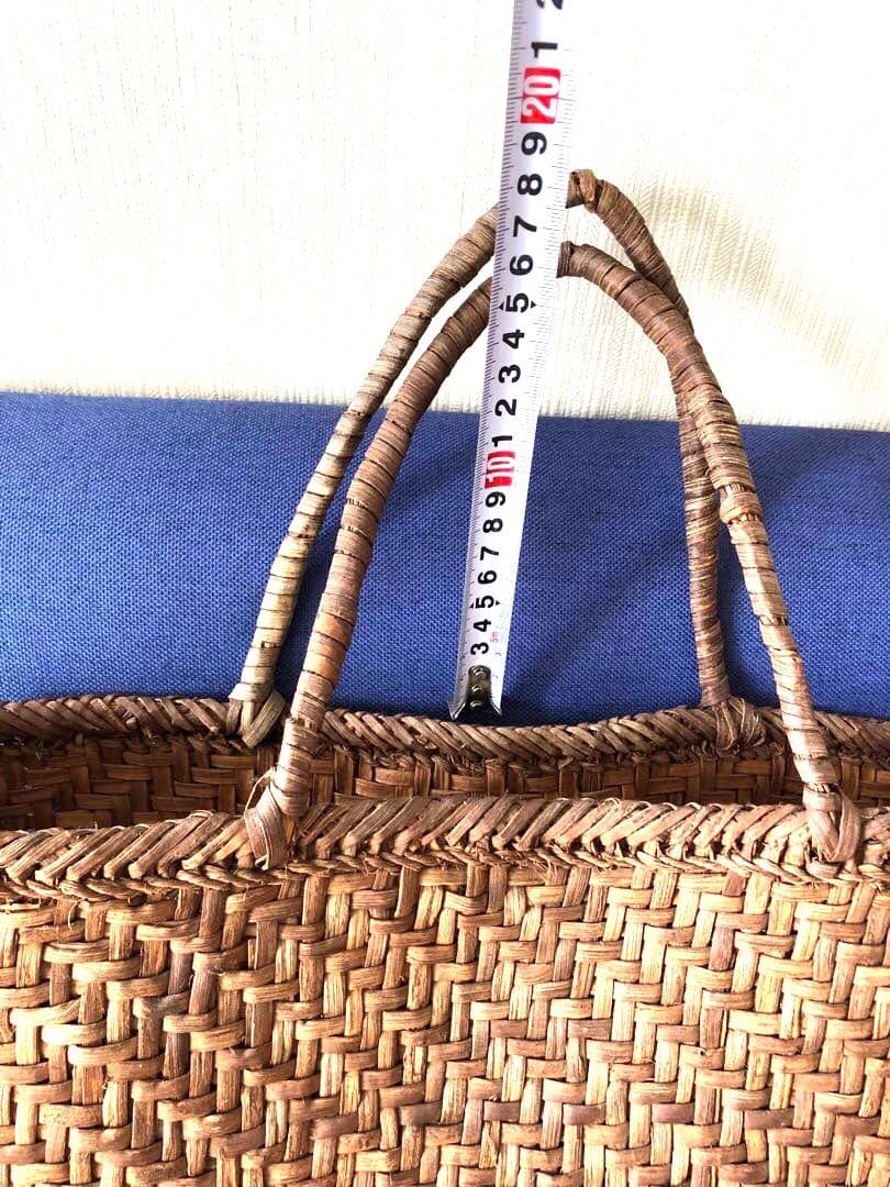 山葡萄 カゴバッグ ハンドバッグ　かご　ヴィンテージ　ダークブラウン　２点セット