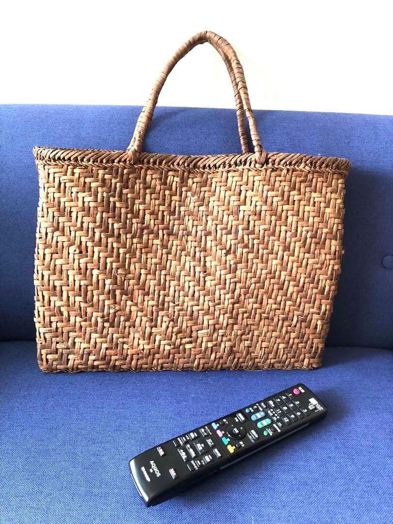 山葡萄 カゴバッグ ハンドバッグ　かご　ヴィンテージ　ダークブラウン　２点セット