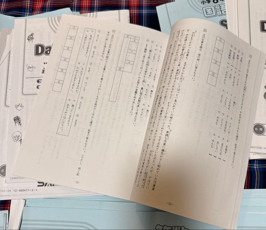 2024年度サピックスSAPIX 6年生テキスト　国語算数（一部）