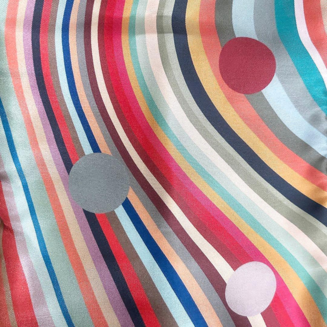 美品 Paul Smith フェイクファー マフラー マルチストライプ ベージュ