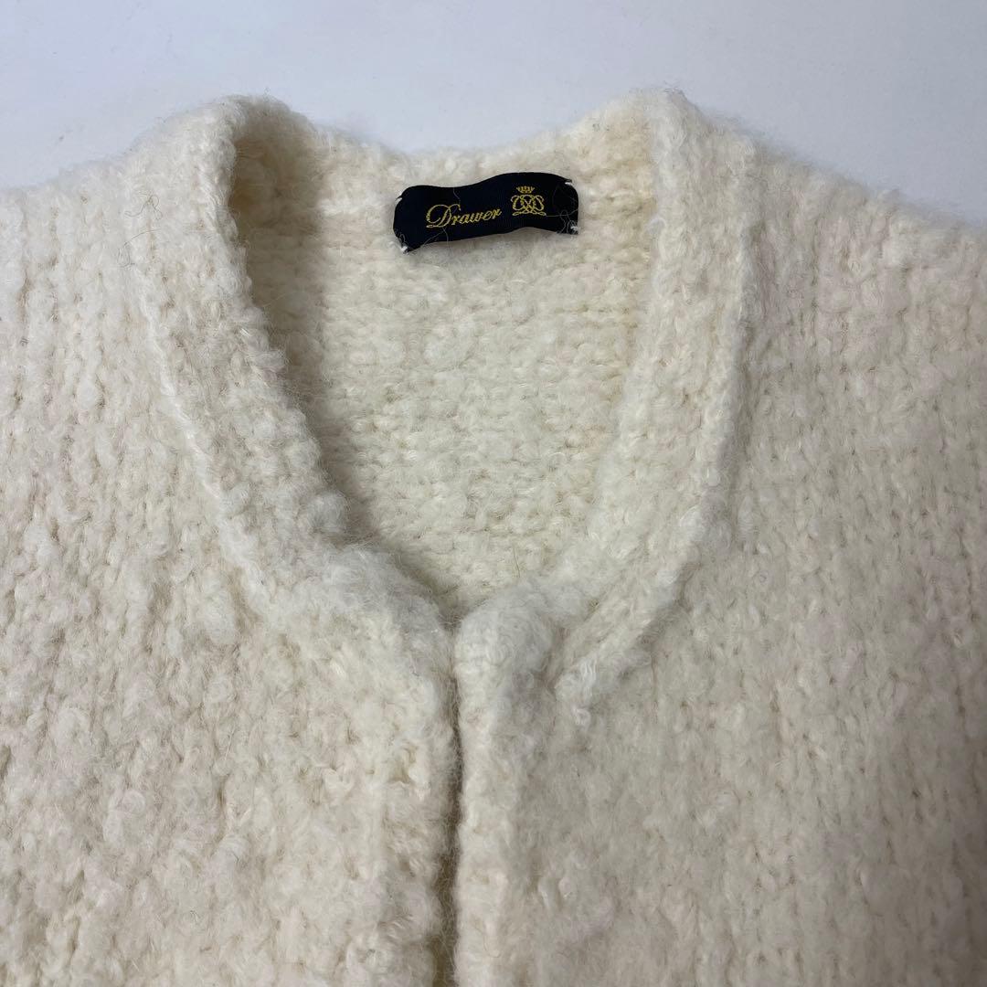 drawerドゥロワー★アルパカ・ウール☆白ジレ・ロングベスト
