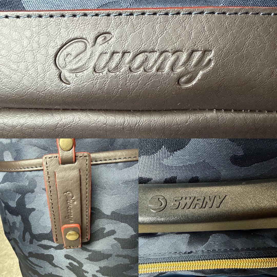 美品✨スワニー　迷彩柄　キャリーケース　車輪ストッパー付 トートバッグ 四輪