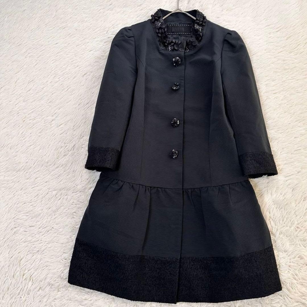 大きいサイズ トゥービーシック Aラインロングコート ビジュー付 オケージョン