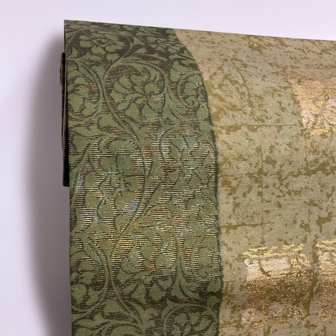 (如月展) No.2724 未使用シリーズ正絹大島紬(都喜ヱ門)袋帯　証紙　美品