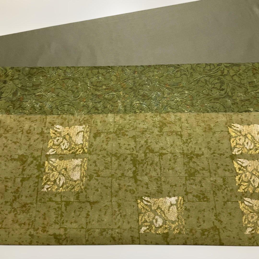 (如月展) No.2724 未使用シリーズ正絹大島紬(都喜ヱ門)袋帯　証紙　美品