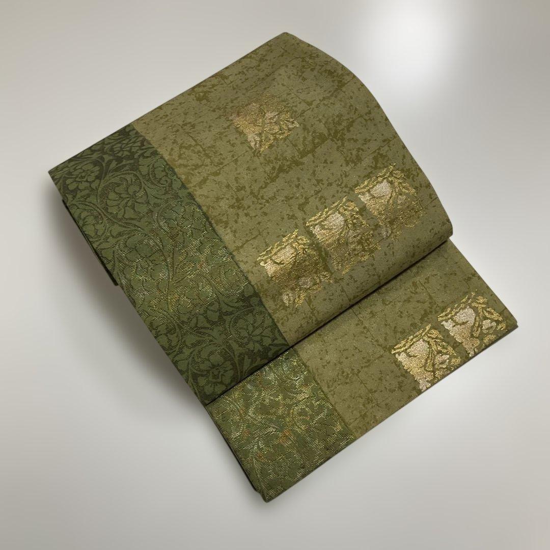 (如月展) No.2724 未使用シリーズ正絹大島紬(都喜ヱ門)袋帯　証紙　美品