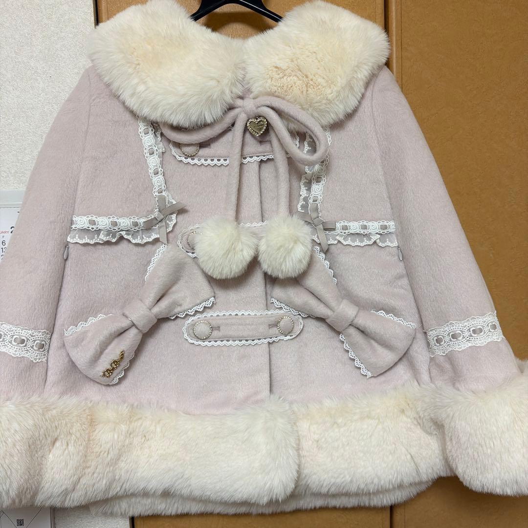 シャギーツインリボンポンチョ(ピンク)