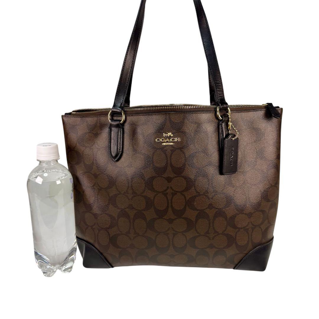 【極美品】COACH コーチ シグネチャー トートバッグ A4可 通勤 ビジネス