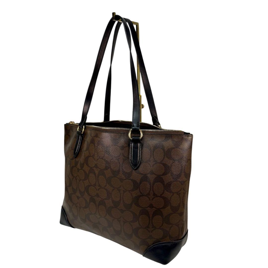 【極美品】COACH コーチ シグネチャー トートバッグ A4可 通勤 ビジネス