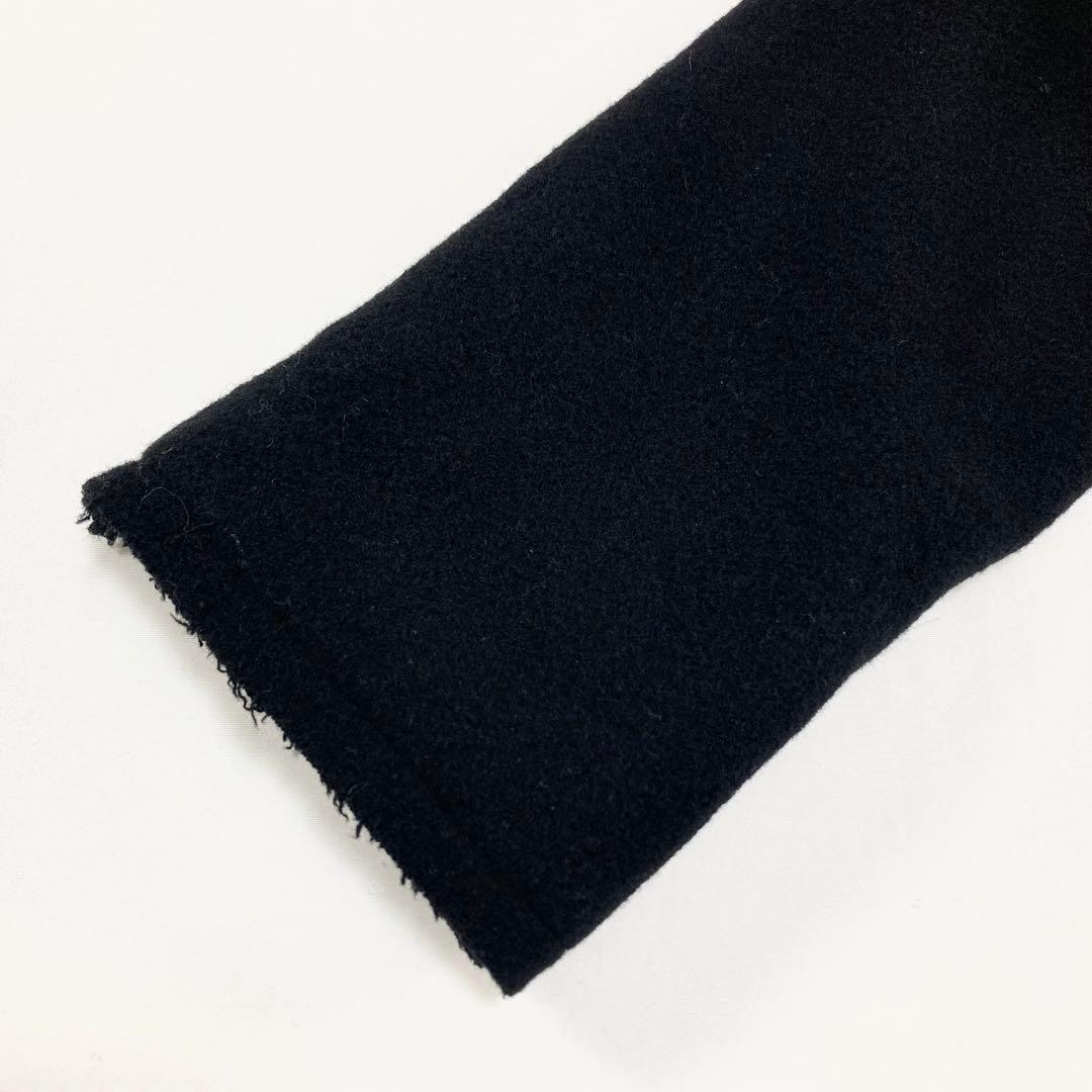 鴨Y's 18AW メルトンウール ステッチ チェスターコート 黒1