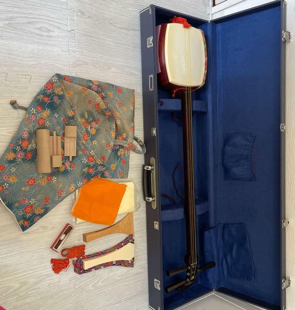 【ssx2673さま専用(<o>)】三味線　ケース 花柄カバー付き　付属品多数