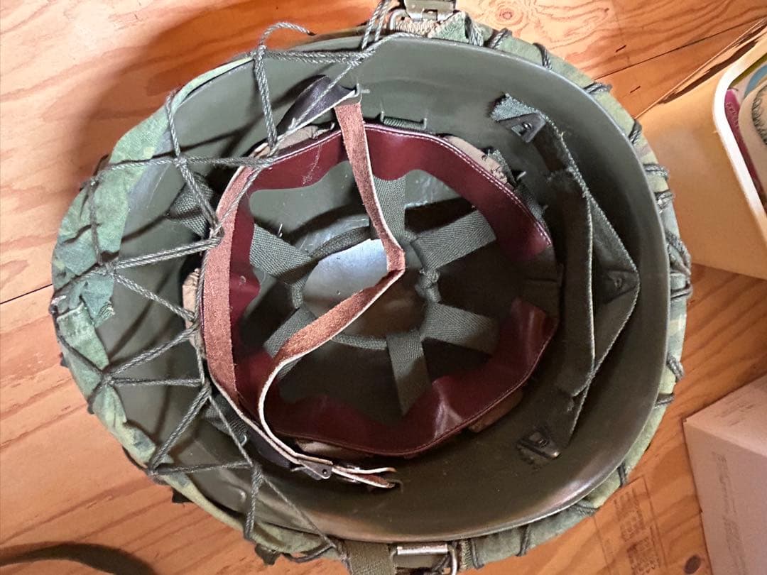 66式鉄帽　陸上旧迷彩 偽装網　ライナー付き フルセット