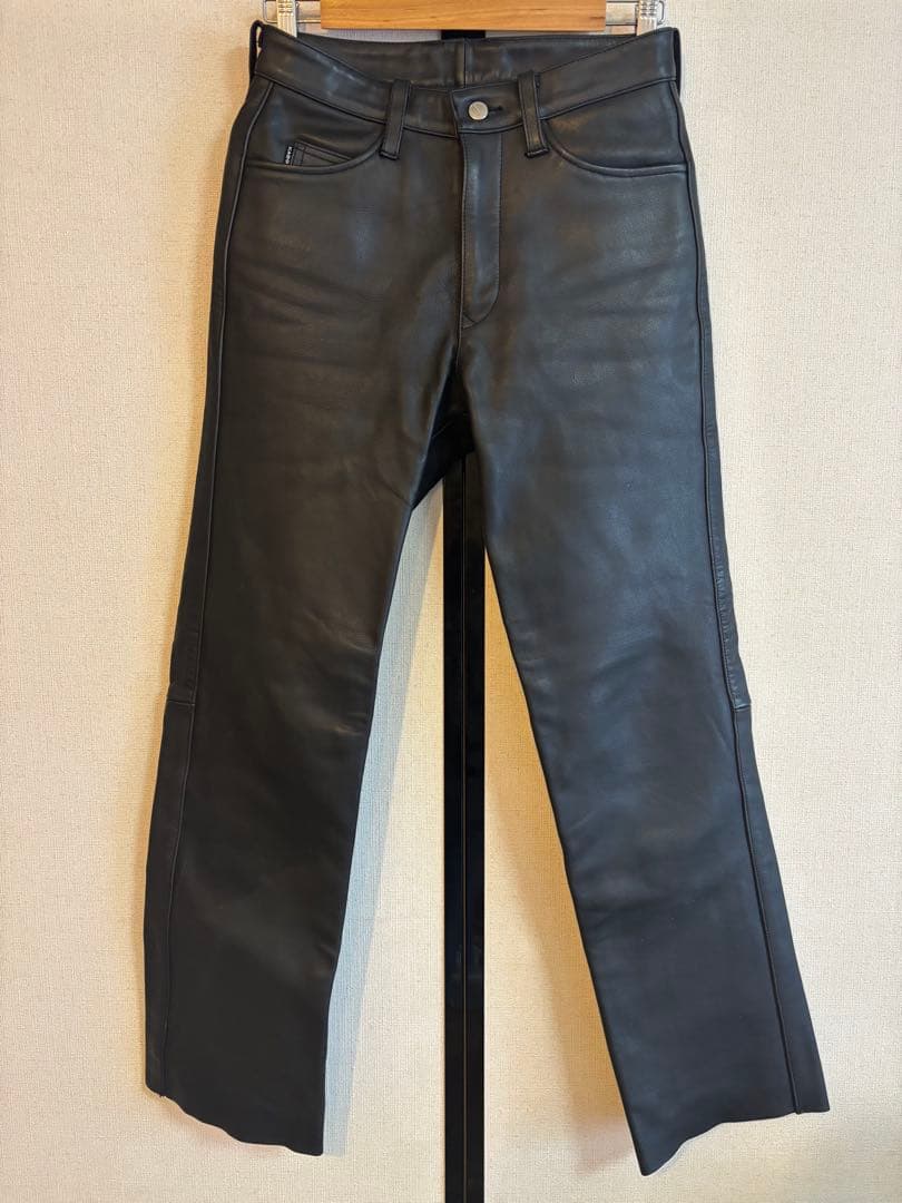 【値下げ】カドヤ KADOYA レザーパンツ カウレザー 牛革 本革 黒 31