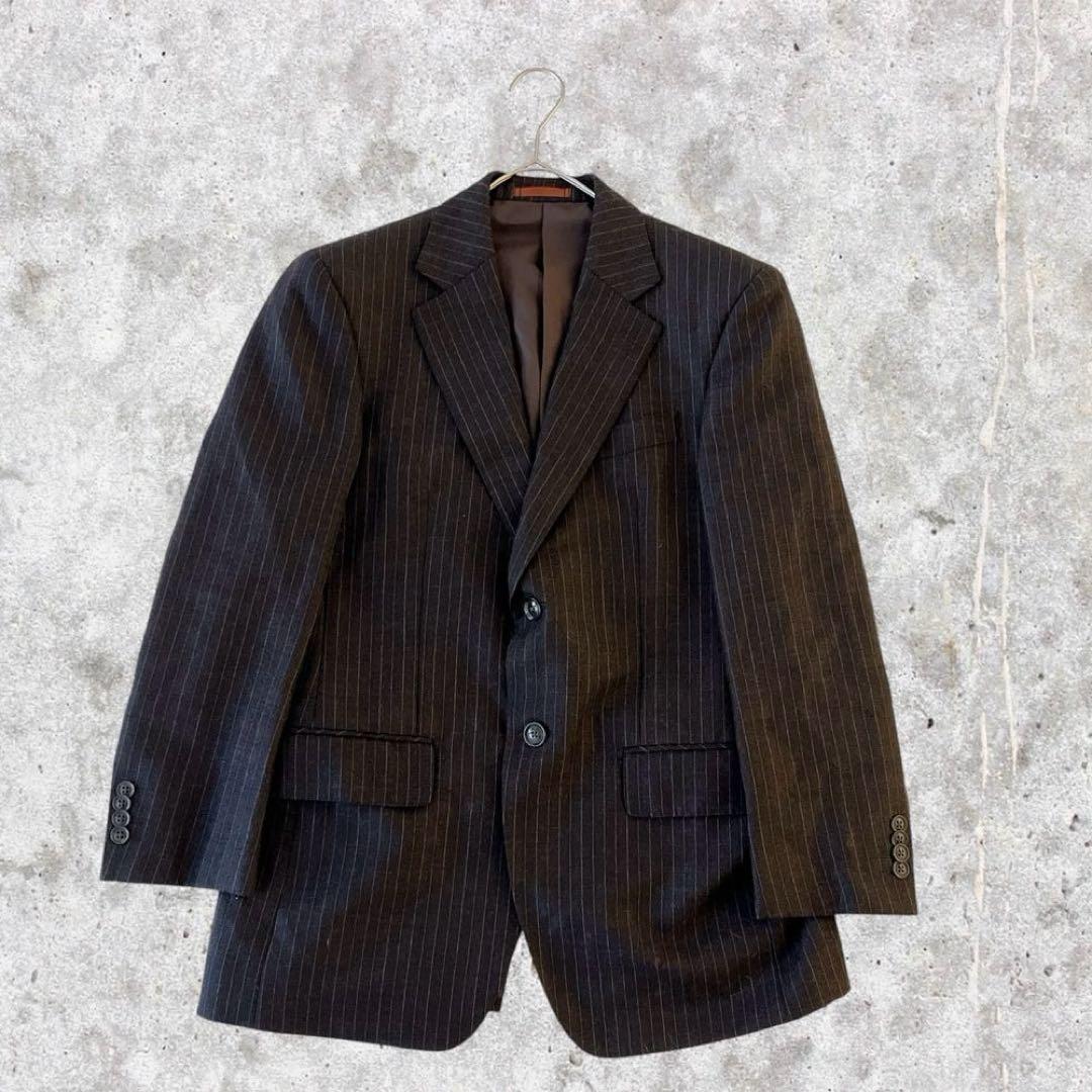 美品vintage 3ピース セットアップ ストライプ ウール 成人式 茶系 S